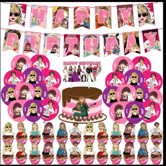 Taylor Swift Party Supplies Birthday Banner Cake Topper Cupcake Balloons Swiftie - Picture 8 of 8